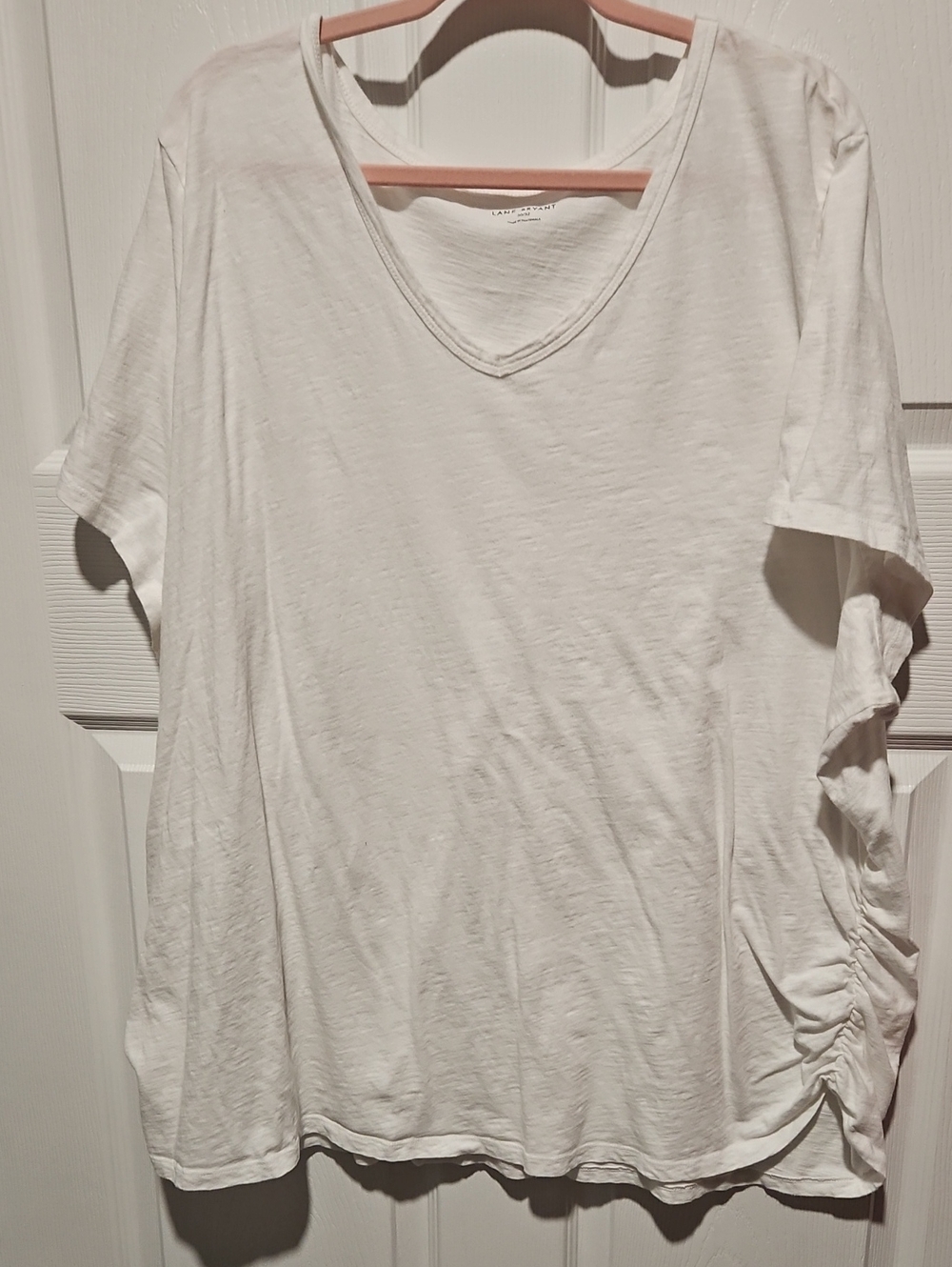 Lane Bryant White V-Neck Short Sleeve Tee
